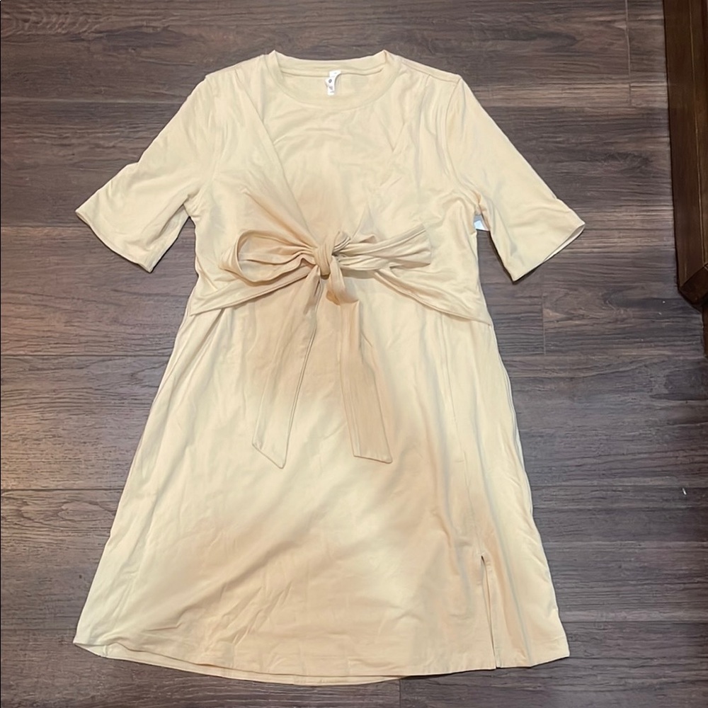 Lululemon Athletica Beige Tie-Front Midi Dress